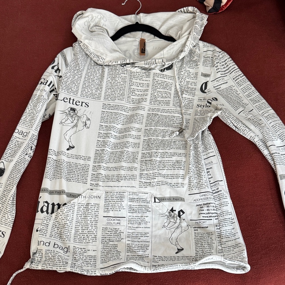 Galliano newspaper printed hoodie